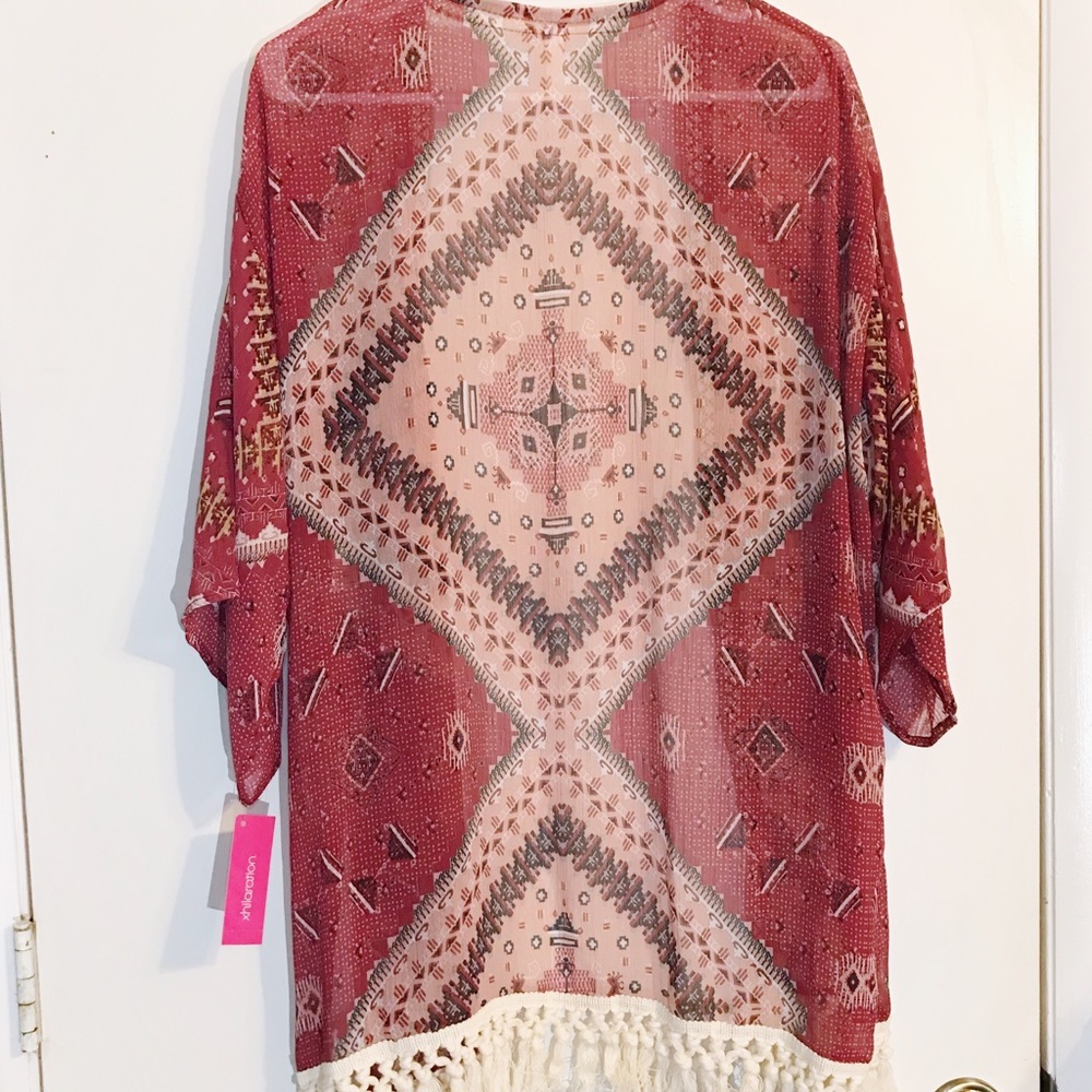 Tribal Kimono with Crochet and Fringe Detail